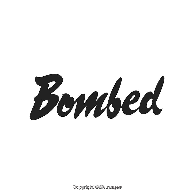 Stylized Typography of the Word 'Bombed' in Bold Cursive Font