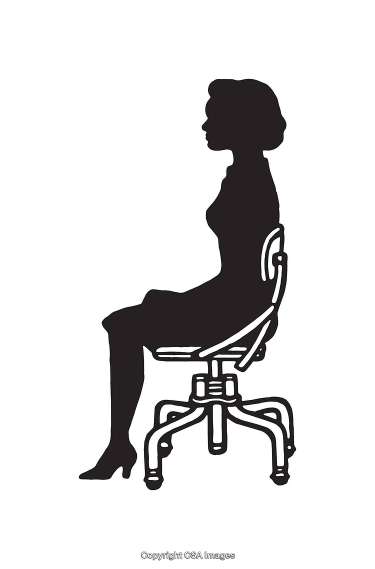 Minimalist Black and White Illustration of a Woman Sitting on a Chair