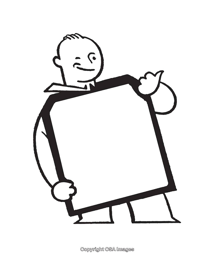 Playful Character Holding Blank Sign With Expressive Winking Expression