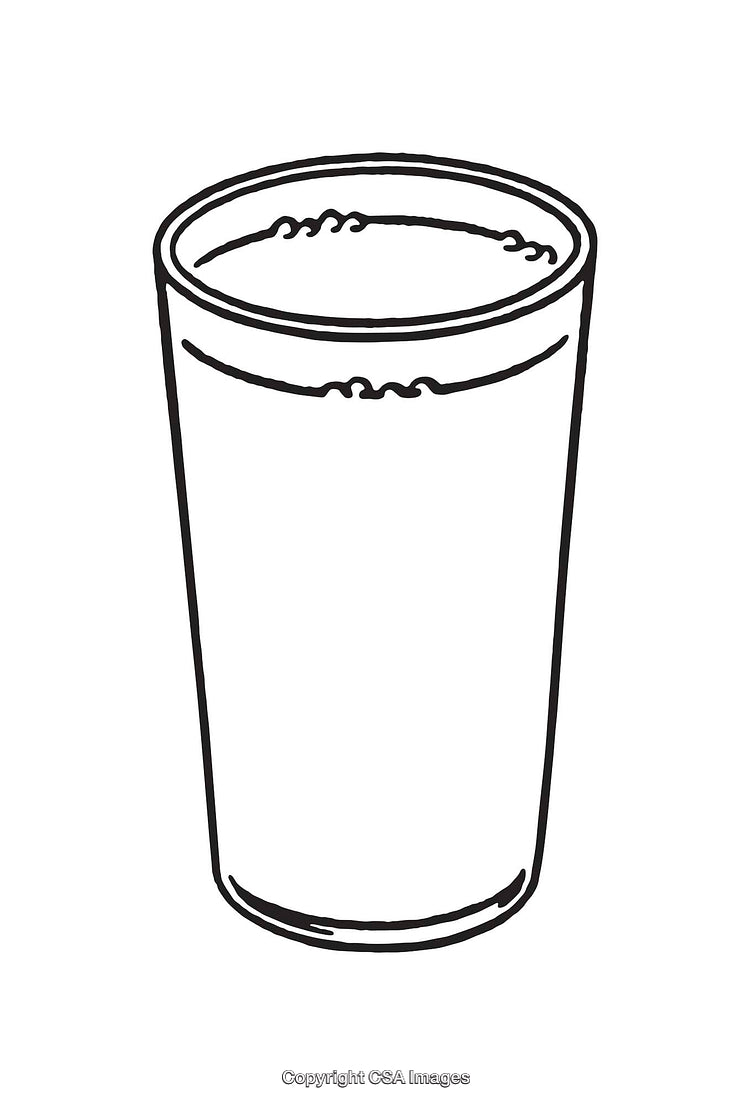 Black and White Line Art of a Simple Drinking Glass