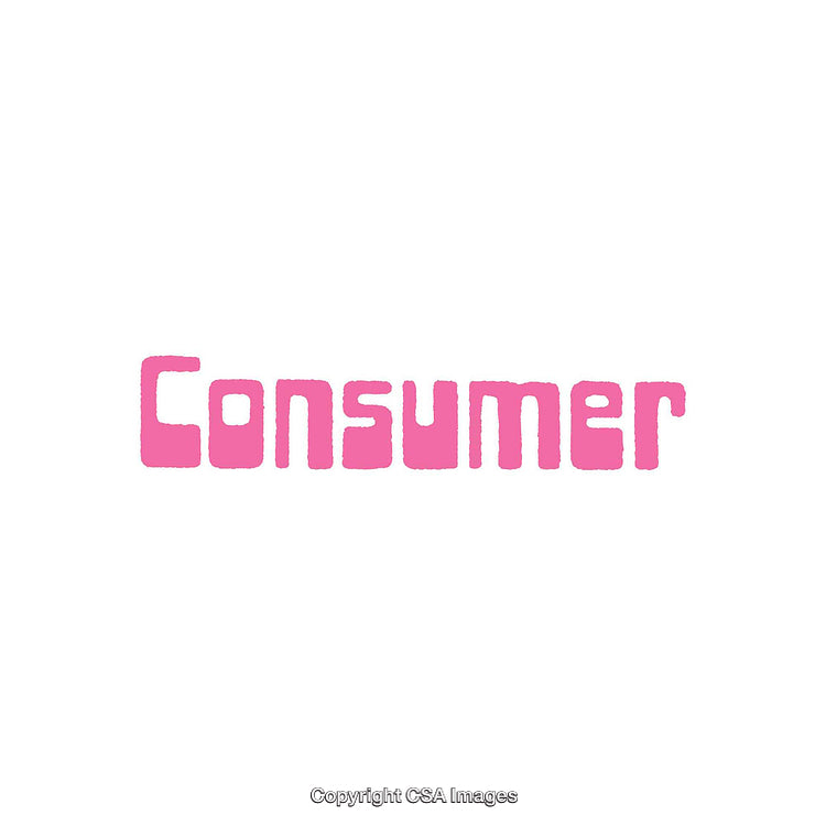 Minimalistic Pink Consumer Text Isolated on White Background