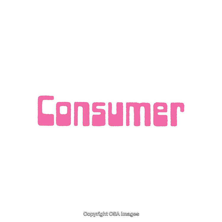 Minimalistic Pink Consumer Text Isolated on White Background