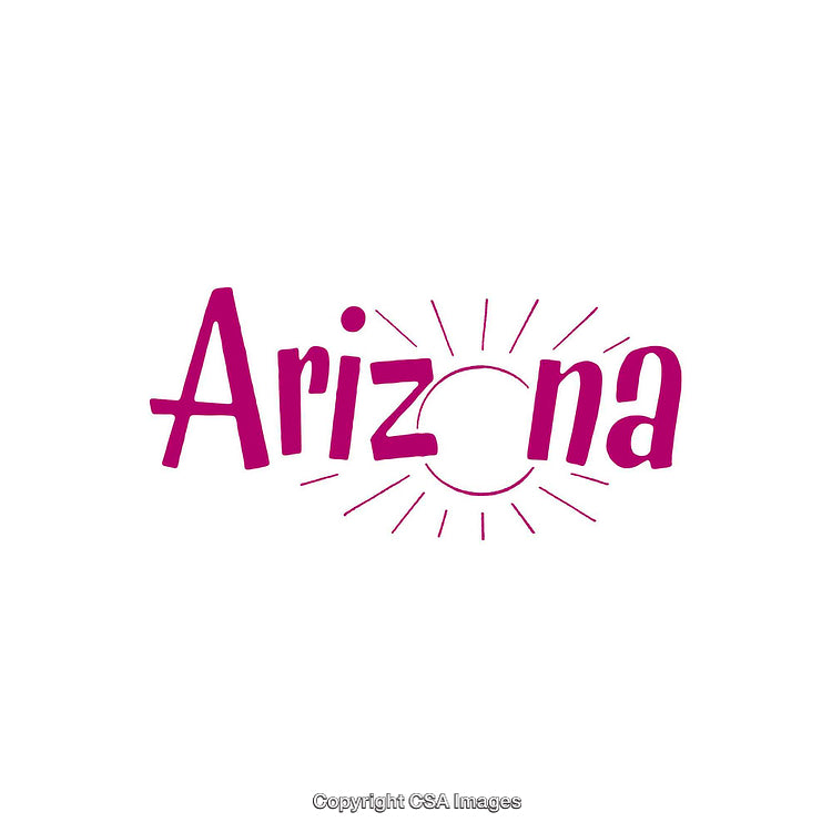 Arizona Text Logo with Sun Graphic on White Background