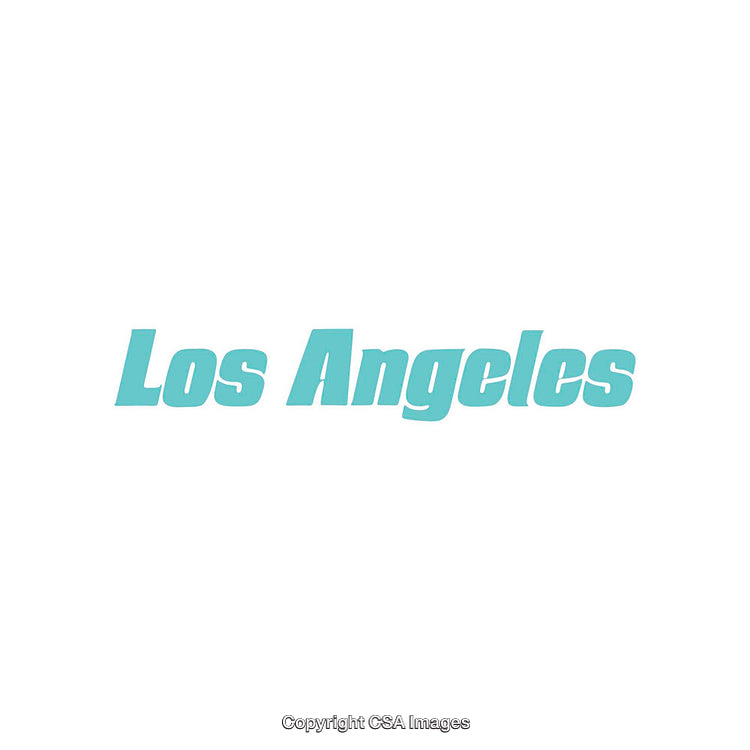 Minimalist Los Angeles Text in Stylish Teal Colored Font on White Background