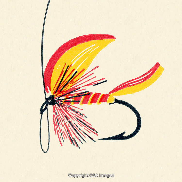 Colorful Illustration of Artistic Fishing Lure with Intricate Stripes and Details