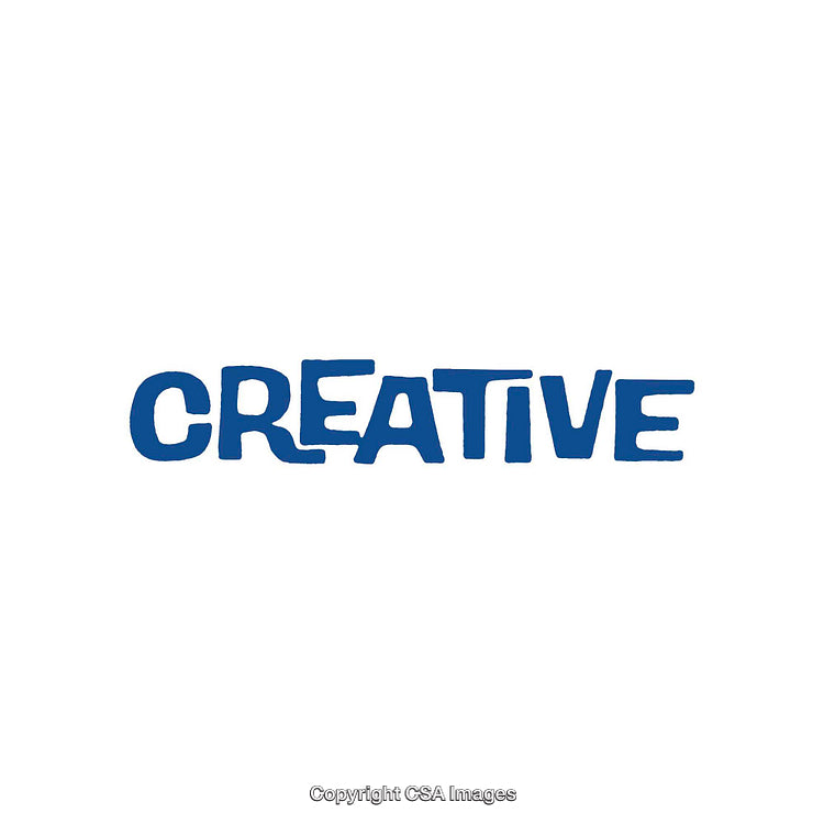 Creative Word Concept in Bold Blue Text on White Background
