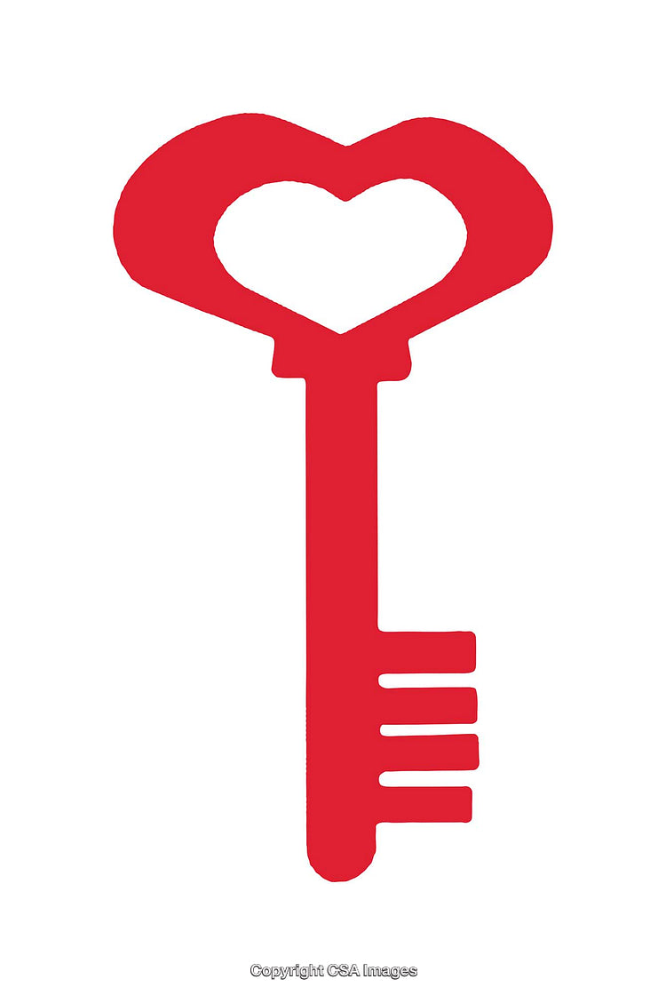 Red Heart-Shaped Key Icon Symbolizing Love and Affection