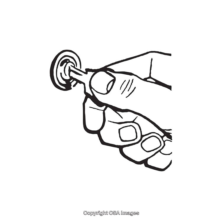 Hand Holding a Small Object Drawn in Black and White Line Art