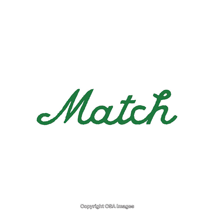 Green Handwritten 'Match' Text on White Background