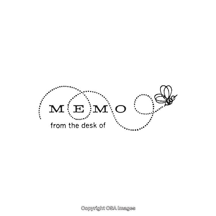 Memo Design Featuring a Dotted Line Bee Illustration and Desk Text