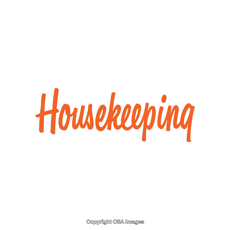 Orange Housekeeping Text on a Minimalistic White Background