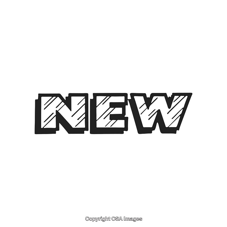 Bold Black and White Text Depicting the Word 'New' in Dynamic Style