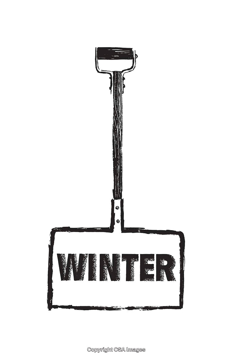 Hand-Drawn Black and White Winter Shovel Illustration Line Art Design