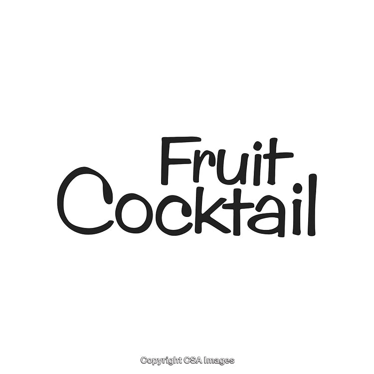 Stylish Black and White Calligraphy of the Phrase Fruit Cocktail