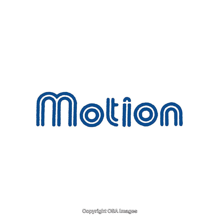 Stylized Artistic "Motion" Text in Blue With Creative Line Design