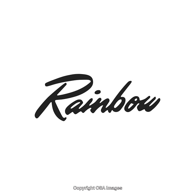 Stylish Black Script Logo Featuring the Word 'Rainbow' on a White Background