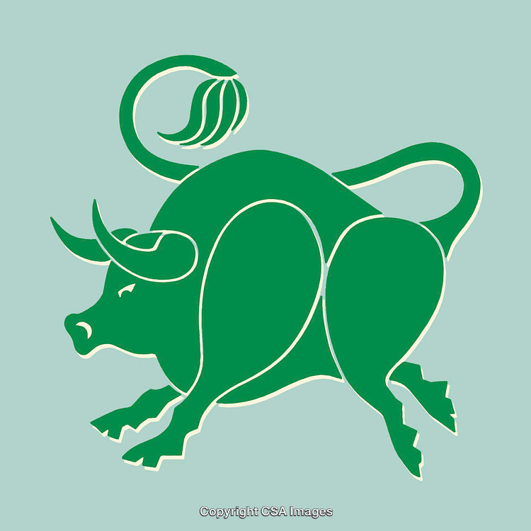 Green Bull Line Art Illustration Against a Soft Blue Background