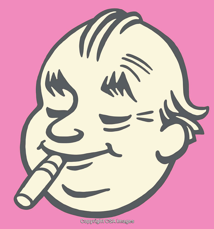 Retro Cartoon Face Illustration with Relaxed Expression in Vector Style