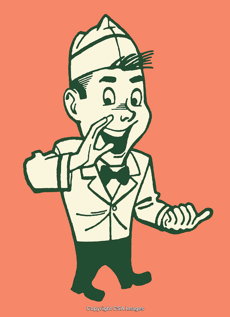 Vintage Styled Cartoon Character in Uniform With a Cheerful Expression