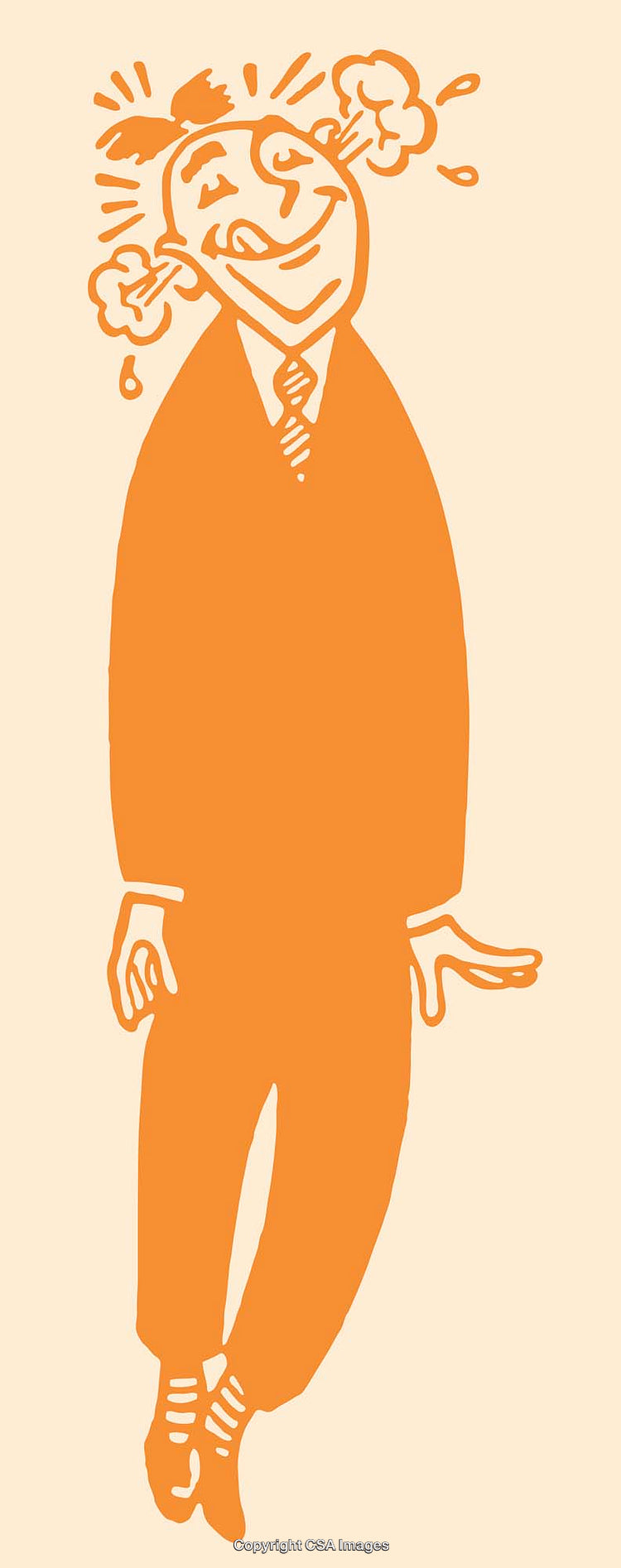 Cartoon Illustration of a Cheerful Man in Line Art Style