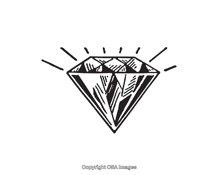 Hand-Drawn Vector Illustration of a Diamond with Radiant Lines