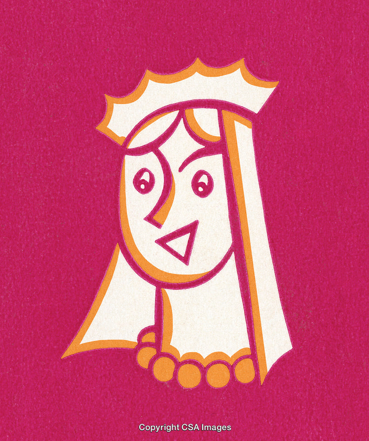 Abstract Female Royal Figure With Simplistic Line Art and Vibrant Colors
