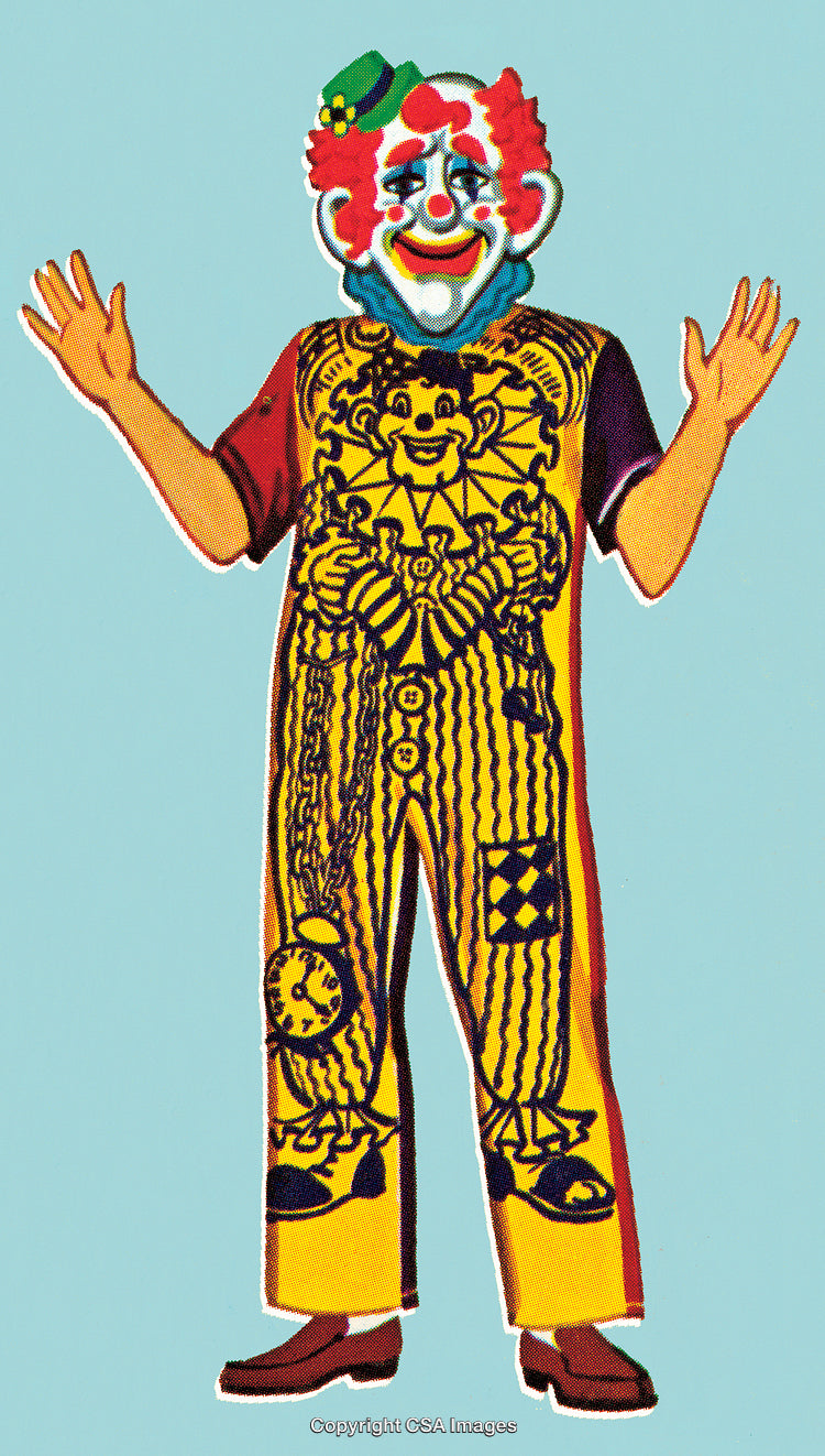 Colorful Clown Costume with Intricate Pattern Design and Props