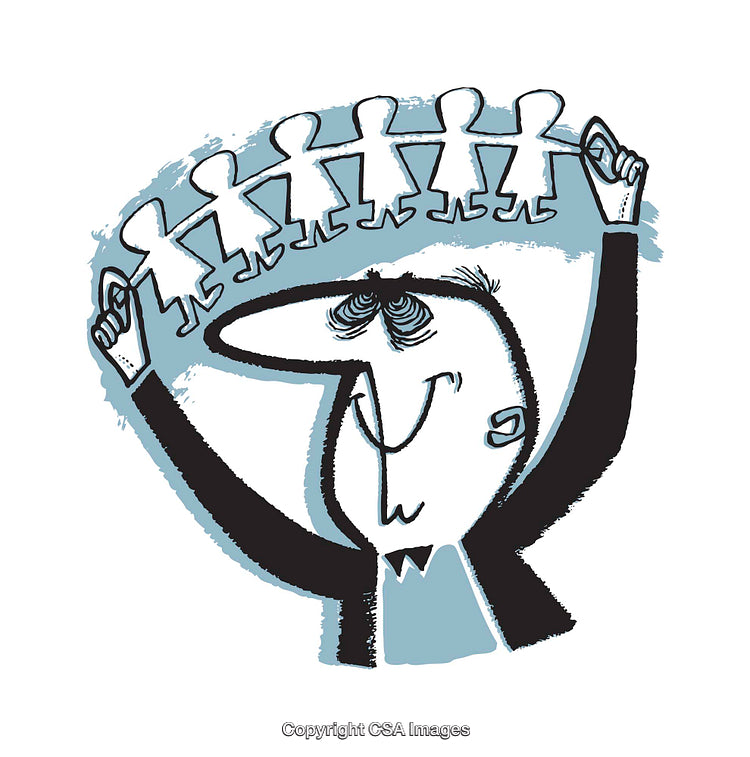 Illustration Depicting Unity Concept with Figures and Cheerful Character