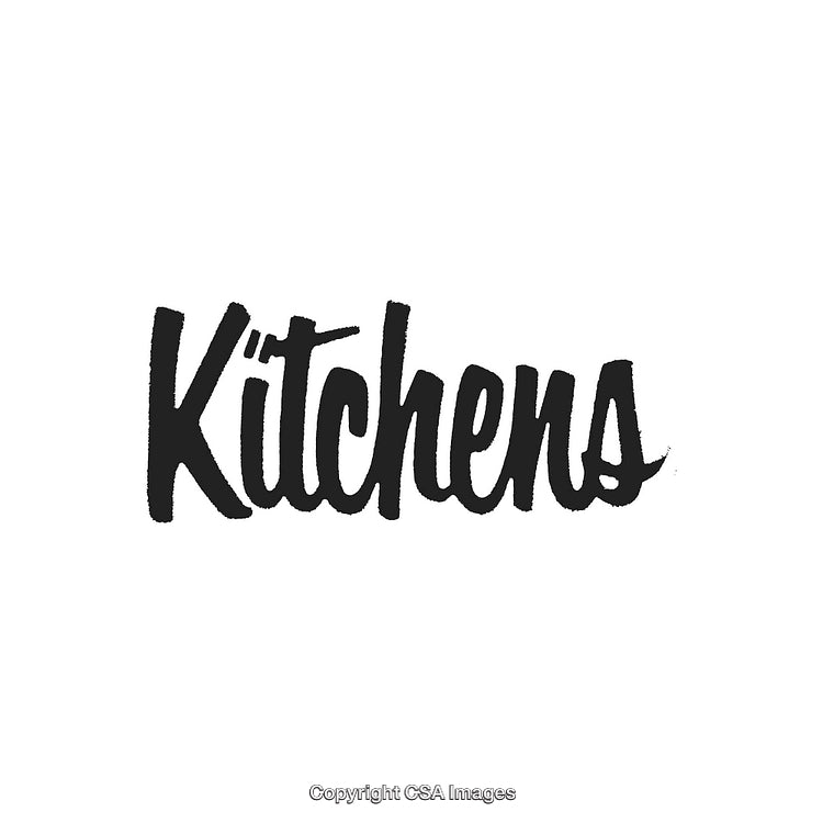 Modern Handwritten Kitchen Script in Bold Black Typeface on White