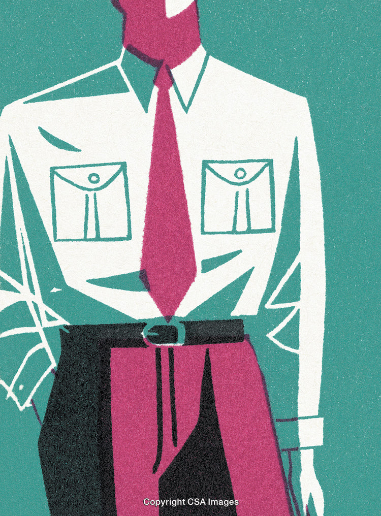 Stylized Illustration of Person Dressed in Formal Attire with Minimalist Design