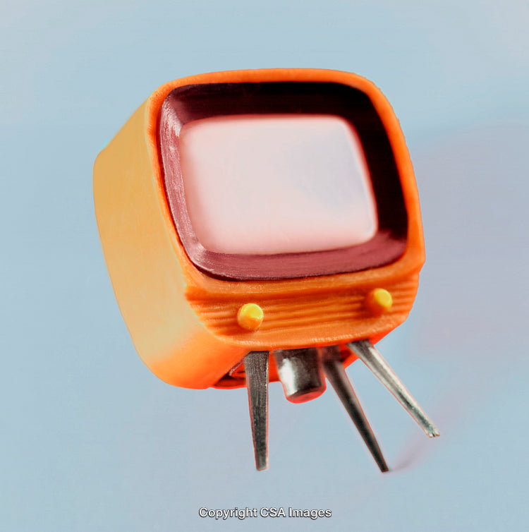 Retro-Inspired Orange Toy Television on Light Background