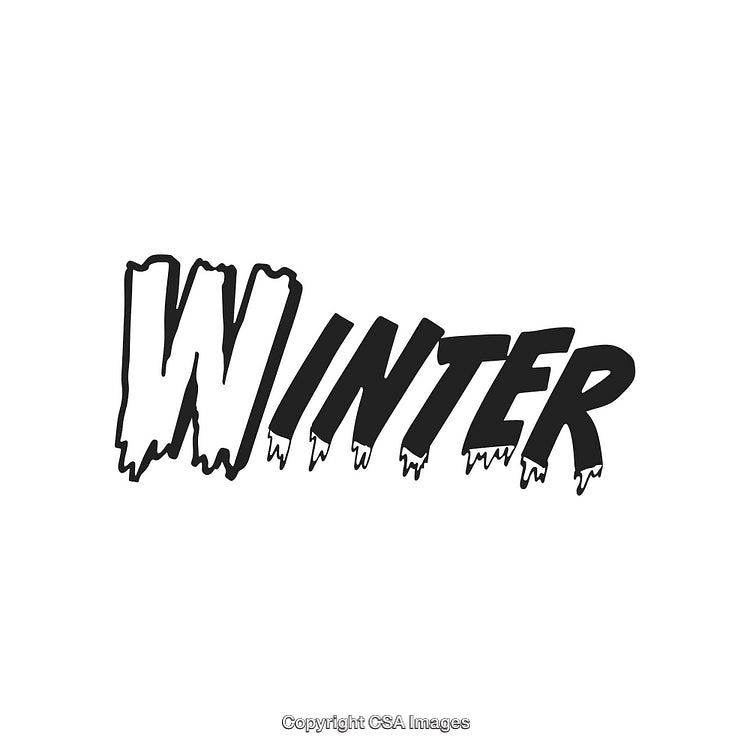 Winter Typography Design with Ice Detailing and Seasonal Theme Illustration