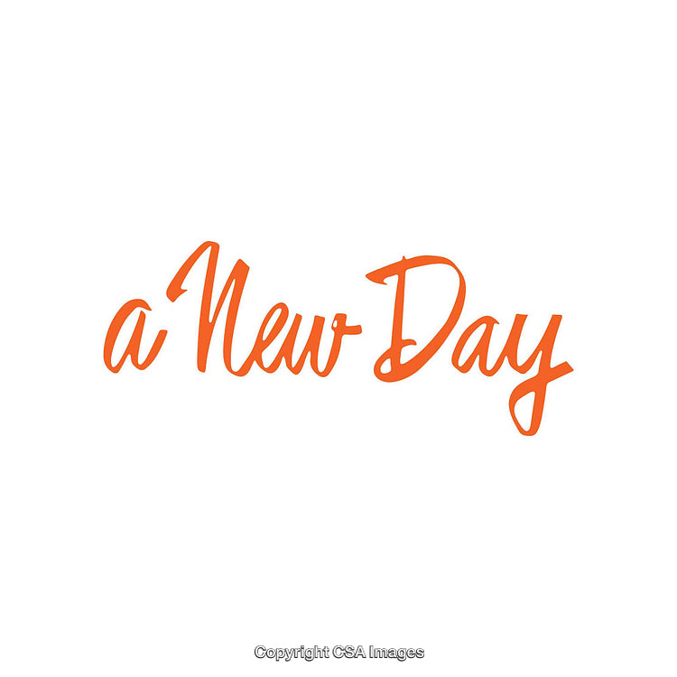Inspirational Handwriting Text 'A New Day' in Vibrant Orange Font