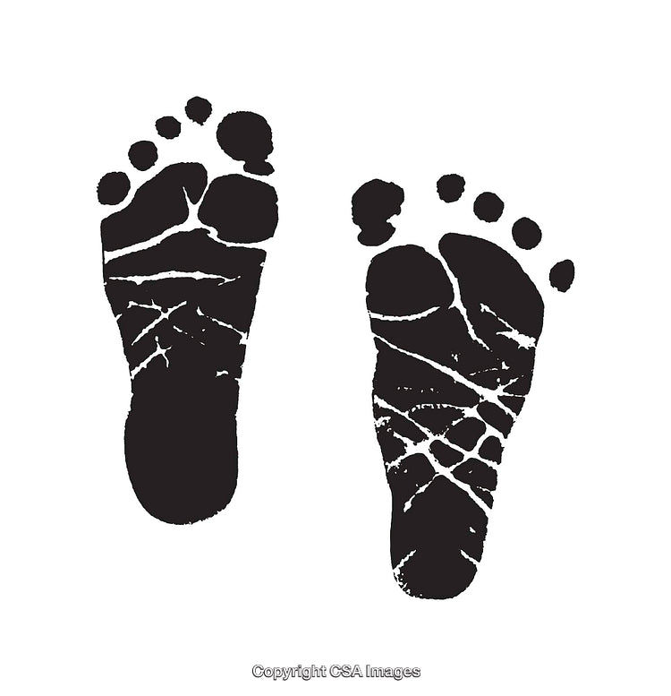 Black and White Footprint Line Art Illustration with Unique Details