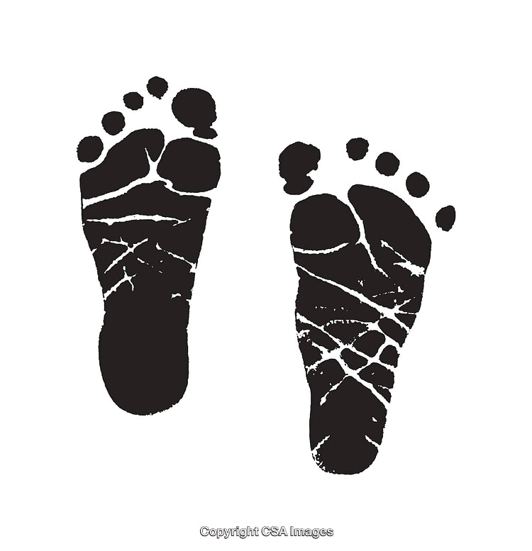 Black and White Footprint Line Art Illustration with Unique Details