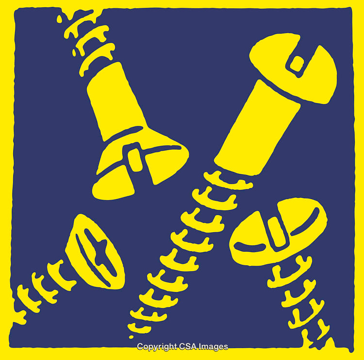 Color Line Art Illustration of Screws on a Contrasting Background