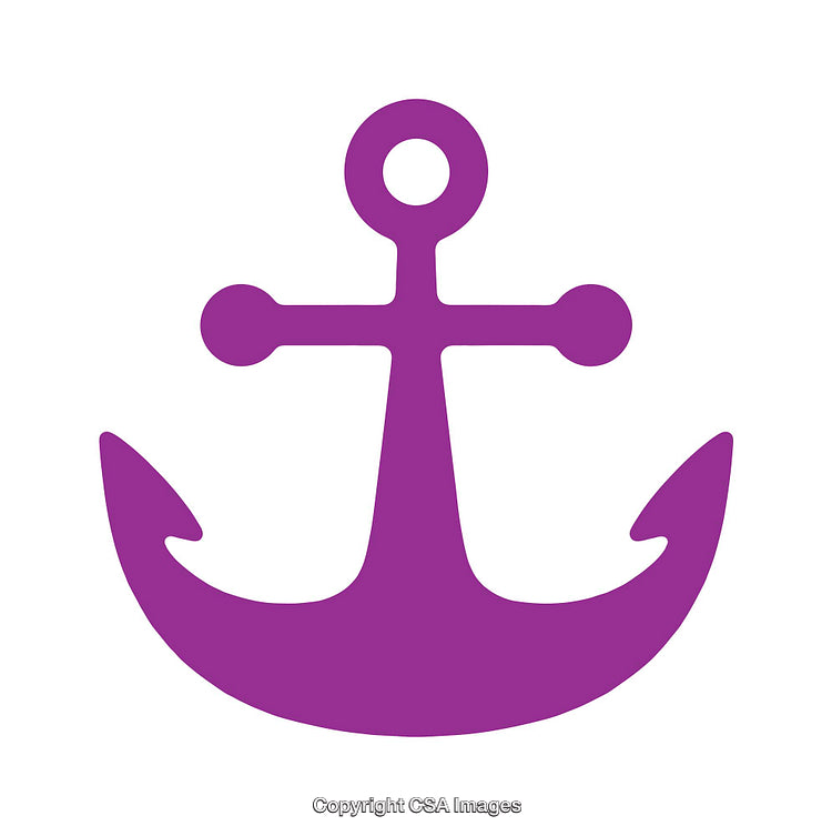 Purple Anchor Icon on White Background Representing Nautical Symbol