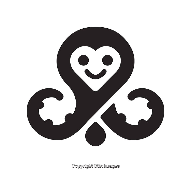 Smiling Icon With Heart in Monochrome Black and White Design