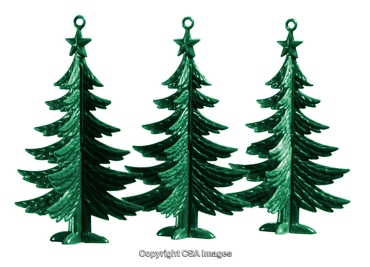 Green Plastic Christmas Trees with Star Ornaments for Holiday Decoration