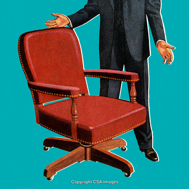 Elegant Red Office Chair with Wooden Base on Turquoise Background