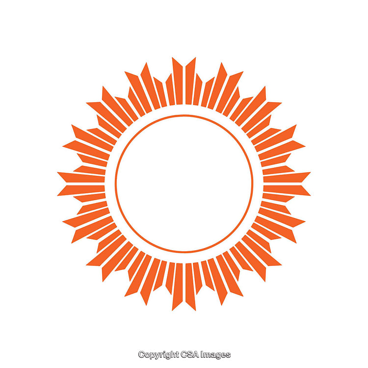 Abstract Orange Sunburst Symbol Design on White Background