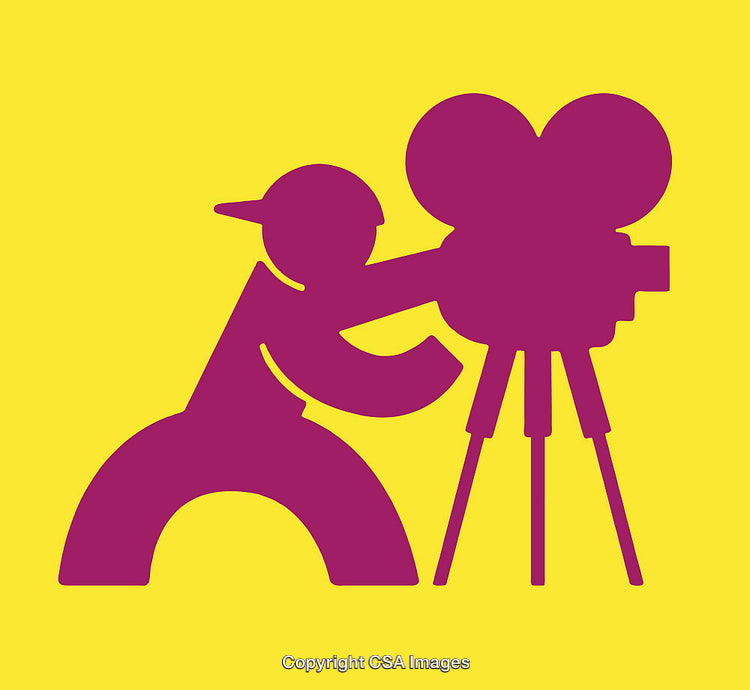 Vibrant Illustration of a Camera Operator Filming with Professional Equipment