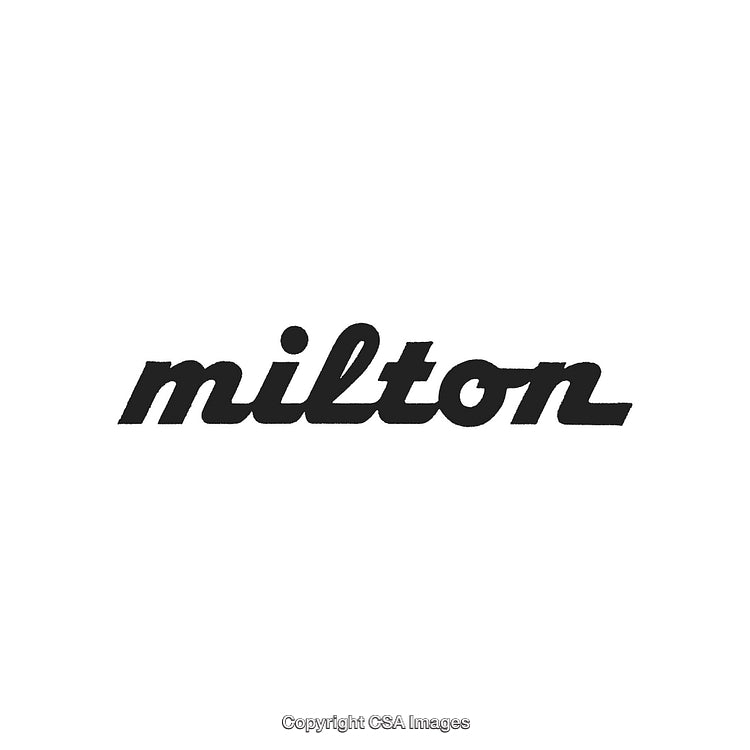 Black Lettering with Milton Text on a Clean White Background
