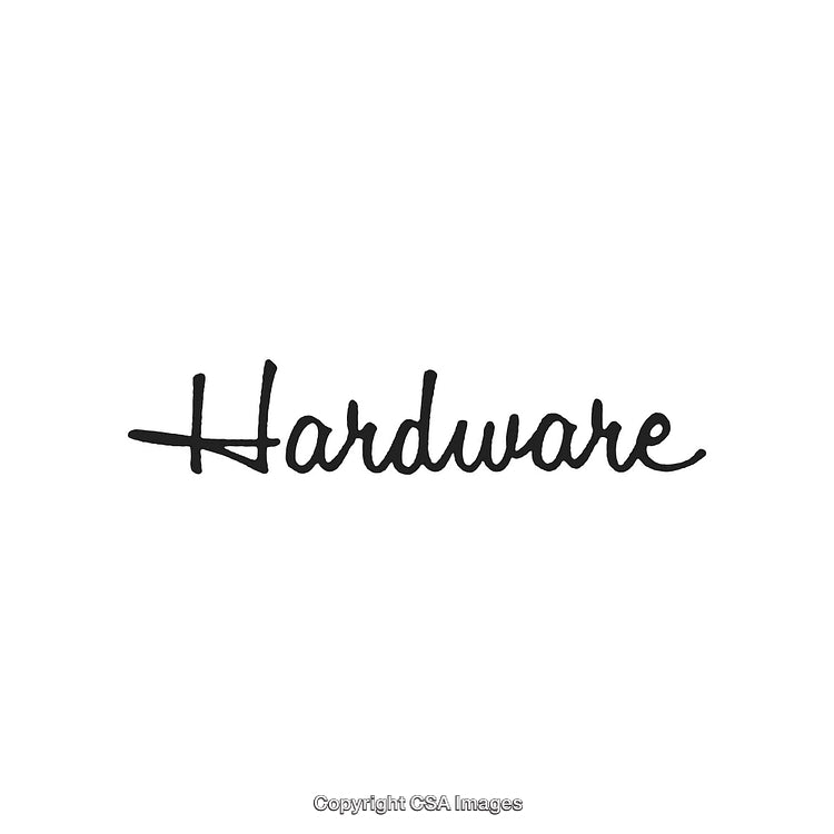 Handwritten Word "Hardware" on a White Background in Artistic Script Style