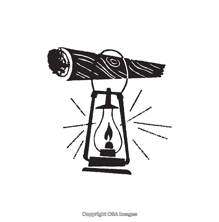 Rustic Hand-Drawn Lantern With Log and Starburst Details
