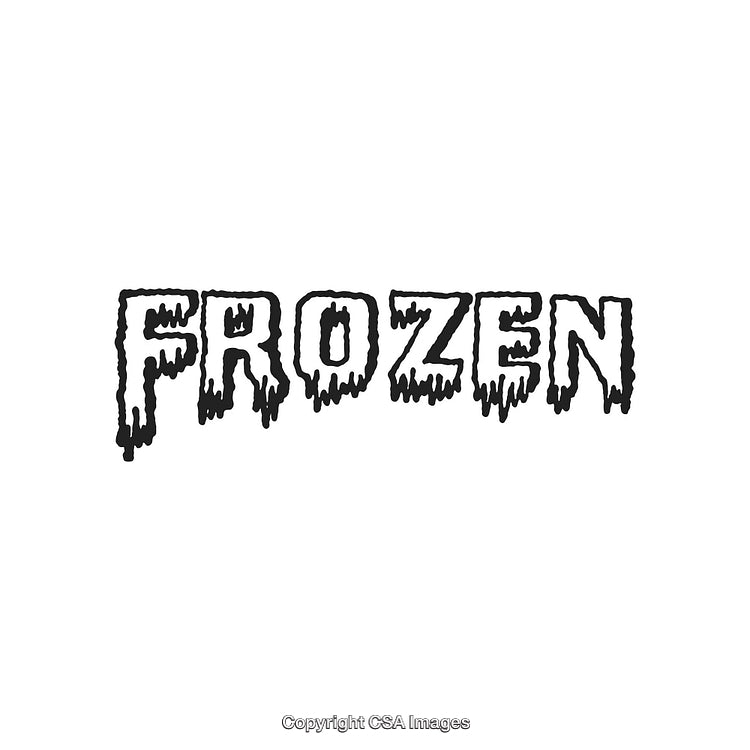 Frozen-Themed Typography with Ice-Like Letter Design on White Background