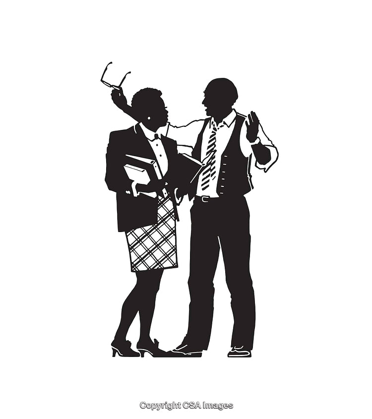 Silhouettes of Two Colleagues Engaged in a Professional Discussion