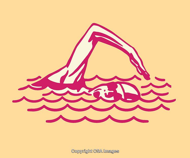 Stylized Illustration of a Swimmer Performing a Stroke in Minimalist Design