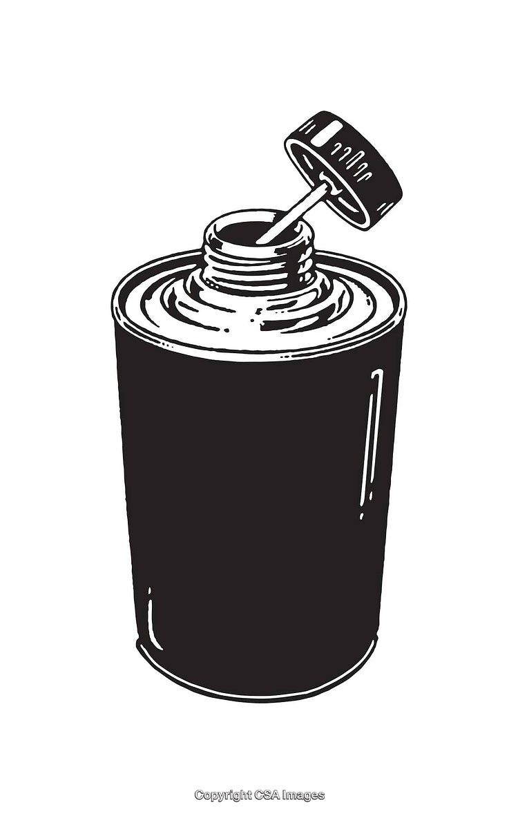 Black and White Line Art Illustration of an Open Container with Lid