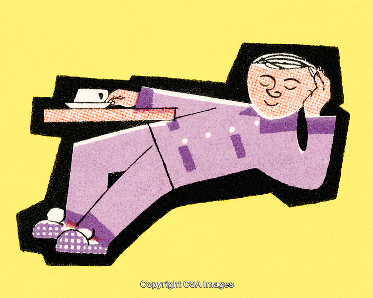 Relaxed Illustration of a Man Resting with a Coffee Cup